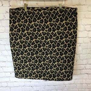Talbots Classic Leopard Jacquard Pencil Skirt Corporate Business Casual Size 14
